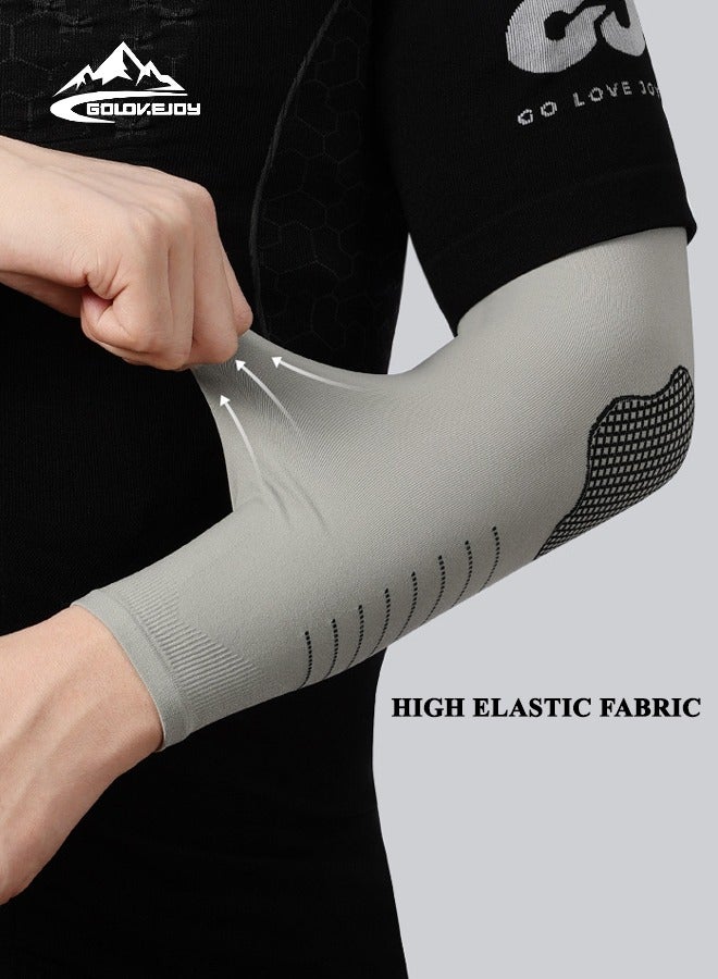 جولوف جوي أكمام أذرع فاخرة بدون درزات من الحرير الجليدي - حماية من أشعة الشمس UPF50+، تقنية امتصاص الرطوبة والجفاف السريع، تصميم مريح لركوب الدراجات والجري والمشي لمسافات طويلة والرياضات الخارجية (مقاس واحد يناسب الجميع، رمادي) - Image 5