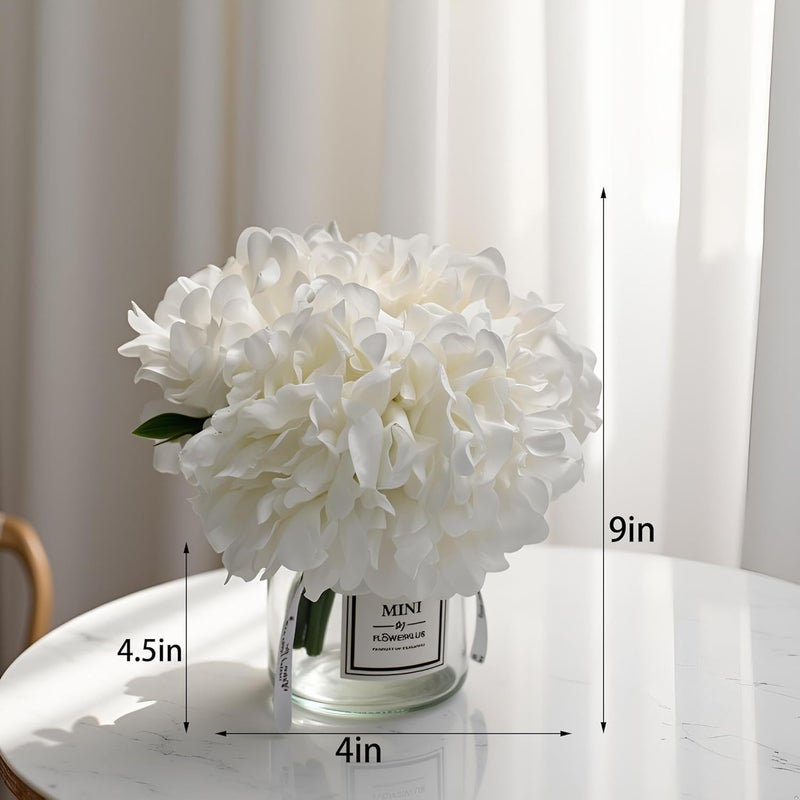 LADADA Artificial White Peony and Glass vase Decoration, Glass Bottle Set,Suitable for Living Room, Dining Table, Wedding, and Other Home Decoration - Image 5