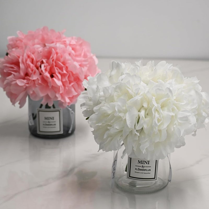 LADADA Artificial White Peony and Glass vase Decoration, Glass Bottle Set,Suitable for Living Room, Dining Table, Wedding, and Other Home Decoration - Image 3