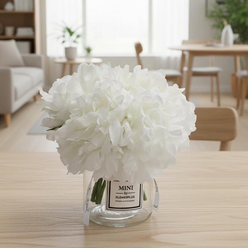 LADADA Artificial White Peony and Glass vase Decoration, Glass Bottle Set,Suitable for Living Room, Dining Table, Wedding, and Other Home Decoration - Image 1