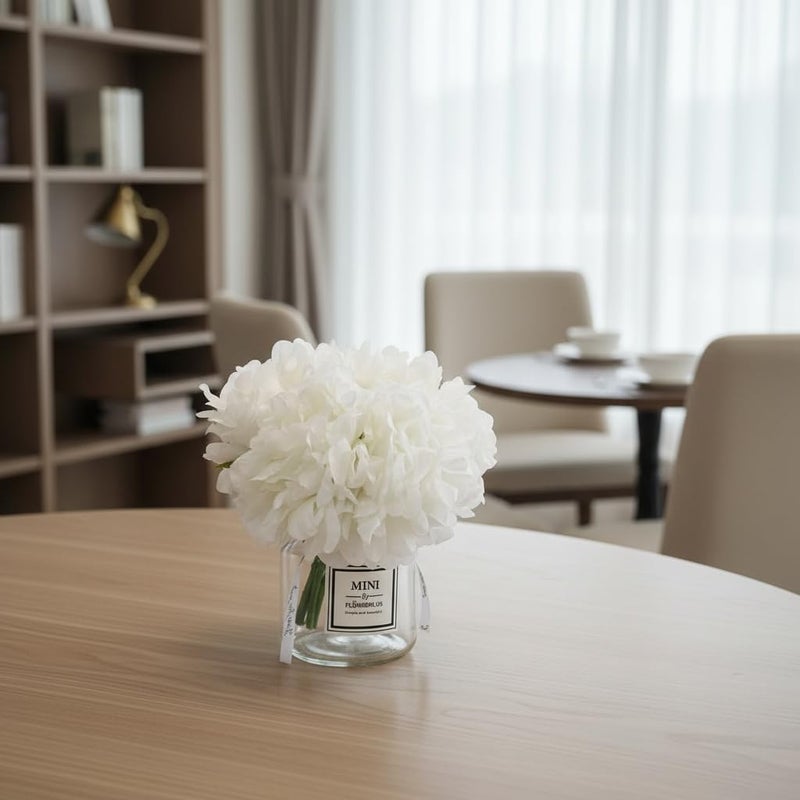 LADADA Artificial White Peony and Glass vase Decoration, Glass Bottle Set,Suitable for Living Room, Dining Table, Wedding, and Other Home Decoration - Image 4