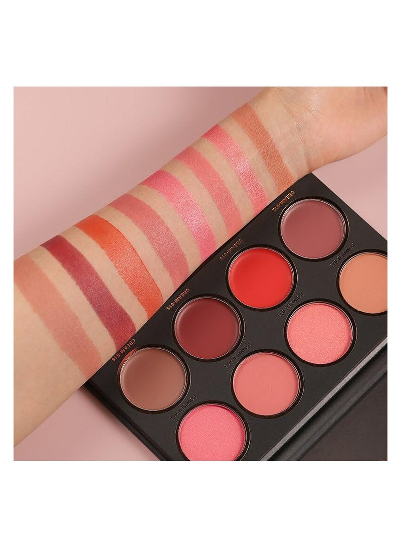 Langmanni 8-Color Blush and Highlighter Palette: Naturally Illuminating Your Skin Tone with Long-Lasting Radiance! - Image 1
