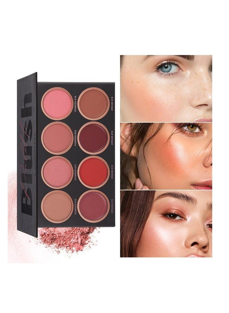 Langmanni 8-Color Blush and Highlighter Palette: Naturally Illuminating Your Skin Tone with Long-Lasting Radiance! - Image 2