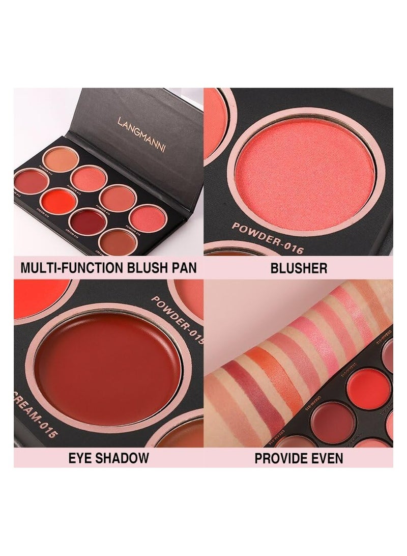 Langmanni 8-Color Blush and Highlighter Palette: Naturally Illuminating Your Skin Tone with Long-Lasting Radiance! - Image 3