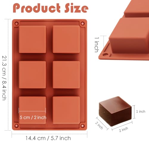 Ocmoiy 3Pcs Silicone Brownie Pan 2" x 2" x 1" Square Chocolate Baking Molds for Brownie Bites, Muffins, Fudges, Truffles, Keto Fat Bombs - Image 2