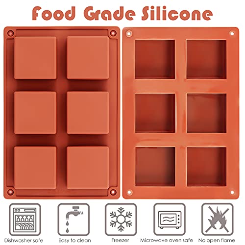 Ocmoiy 3Pcs Silicone Brownie Pan 2" x 2" x 1" Square Chocolate Baking Molds for Brownie Bites, Muffins, Fudges, Truffles, Keto Fat Bombs - Image 3