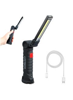 COB LED Work Light, LED Torch Rechargeable, with Magnetic Base 360°Rotate, 5 Lighting Modes, Emergency Inspection Lamp, Portable Inspection Work Light with Hook Handy Flashlight for Household