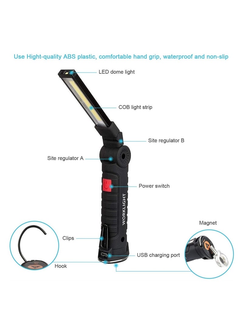 SYOSI - COB LED Work Light, LED Torch Rechargeable, with Magnetic Base 360°Rotate, 5 Lighting Modes, Emergency Inspection Lamp, Portable Inspection Work Light with Hook Handy Flashlight for Household - Image 1