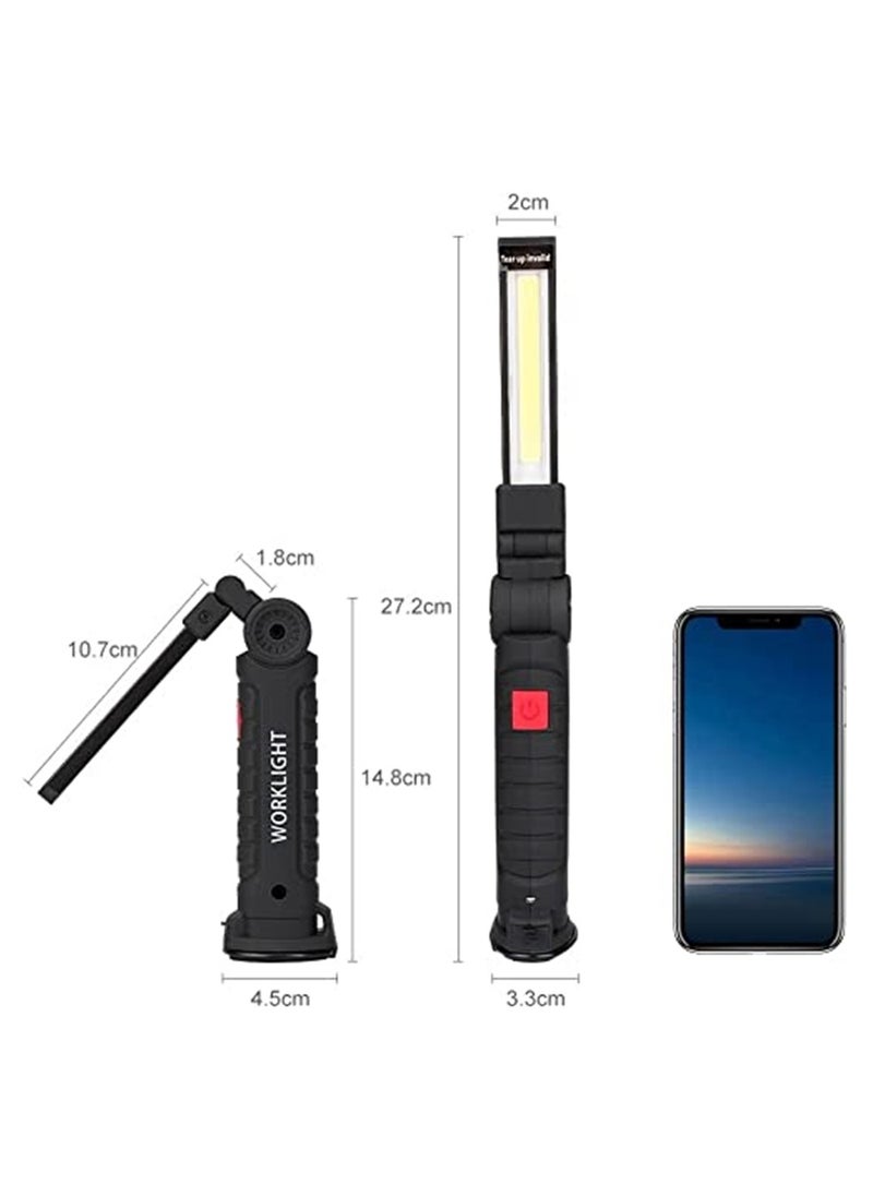 SYOSI - COB LED Work Light, LED Torch Rechargeable, with Magnetic Base 360°Rotate, 5 Lighting Modes, Emergency Inspection Lamp, Portable Inspection Work Light with Hook Handy Flashlight for Household - Image 1