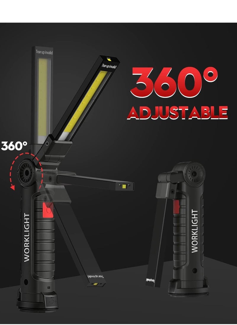 SYOSI - COB LED Work Light, LED Torch Rechargeable, with Magnetic Base 360°Rotate, 5 Lighting Modes, Emergency Inspection Lamp, Portable Inspection Work Light with Hook Handy Flashlight for Household - Image 1