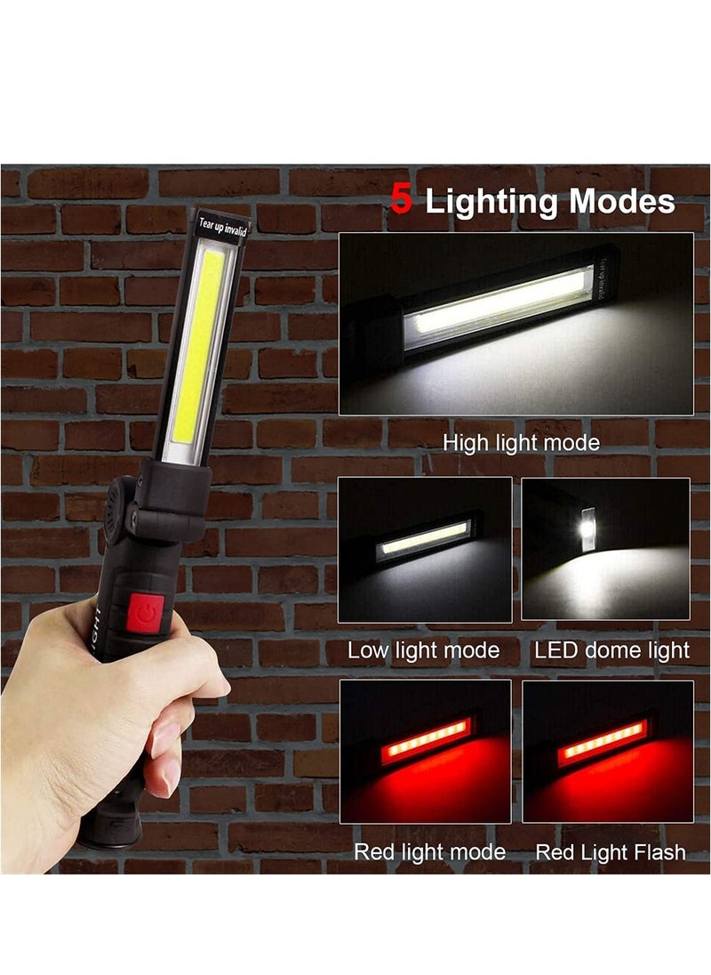 SYOSI - COB LED Work Light, LED Torch Rechargeable, with Magnetic Base 360°Rotate, 5 Lighting Modes, Emergency Inspection Lamp, Portable Inspection Work Light with Hook Handy Flashlight for Household - Image 1