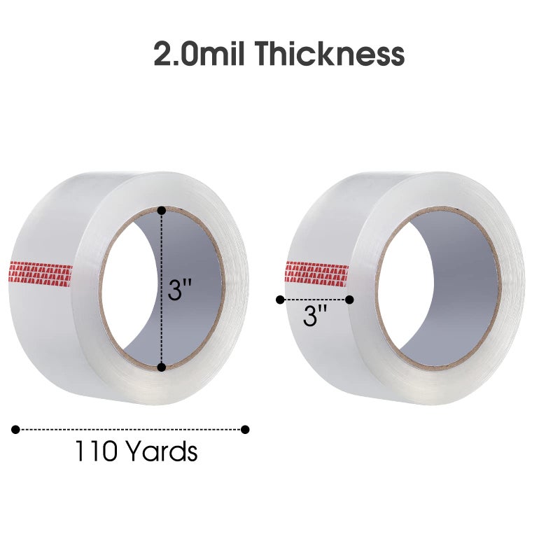 Pacific Mailer Clear Packing Tape, Packaging Tape for Shipping Packaging Moving Sealing, 3 Inch Wide, 2.0mil Thickness, 110 Yard Per Roll [Pack of 12 Rolls] - Image 2