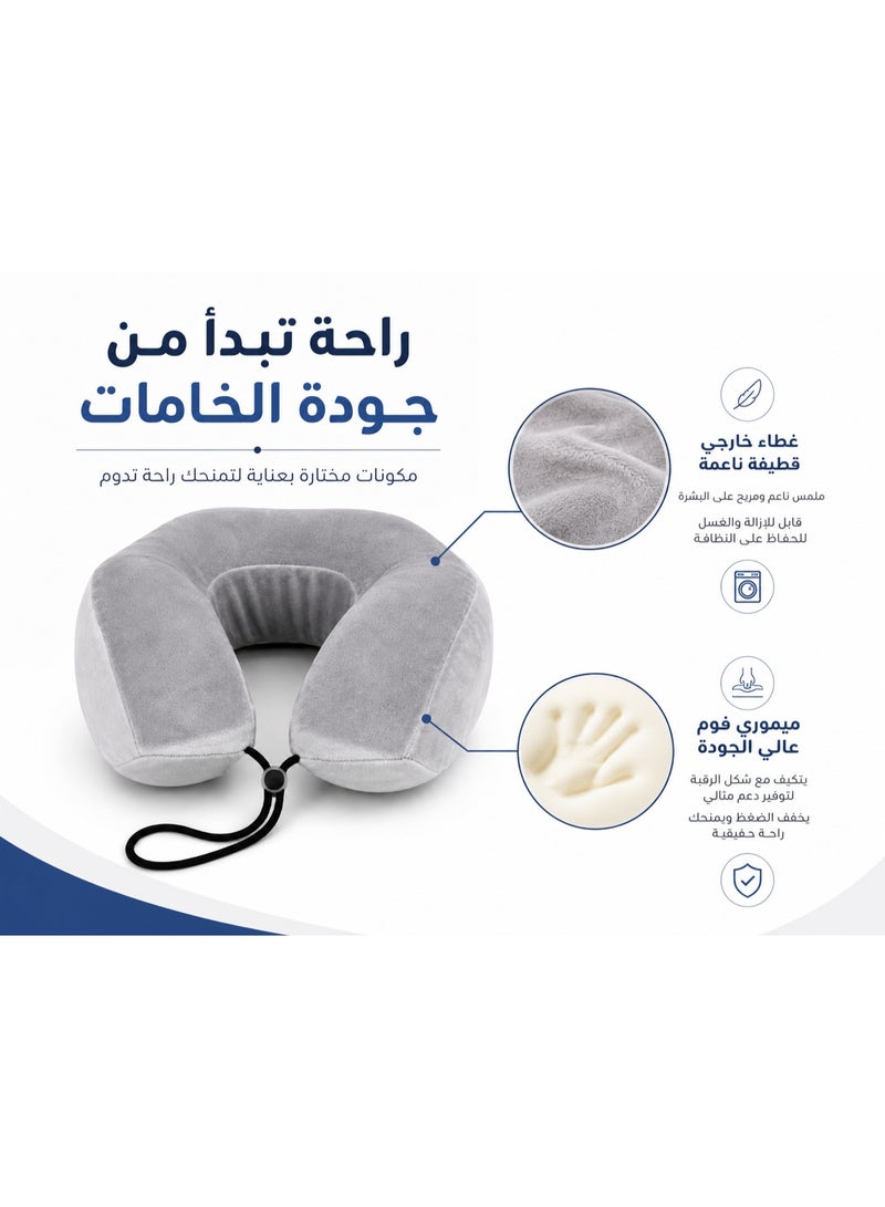 Medical Travel Neck Pillow with High-Density Memory Foam, Ergonomic U-Shape Design and Soft Removable Washable Velvet Cover for Neck & Head Support - Image 4