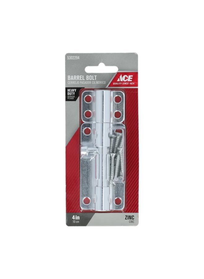 ACE Heavy Duty Durable Zinc-Plated Steel Barrel Bolt Silver 4inch 01-3008-308  - Image 1