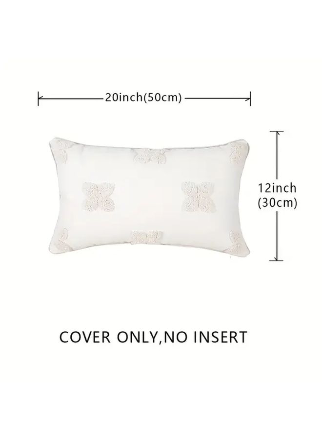 Geometric Tufted Pillow Cover 18x18 Inch White Zipper Closure Polyester - Image 4