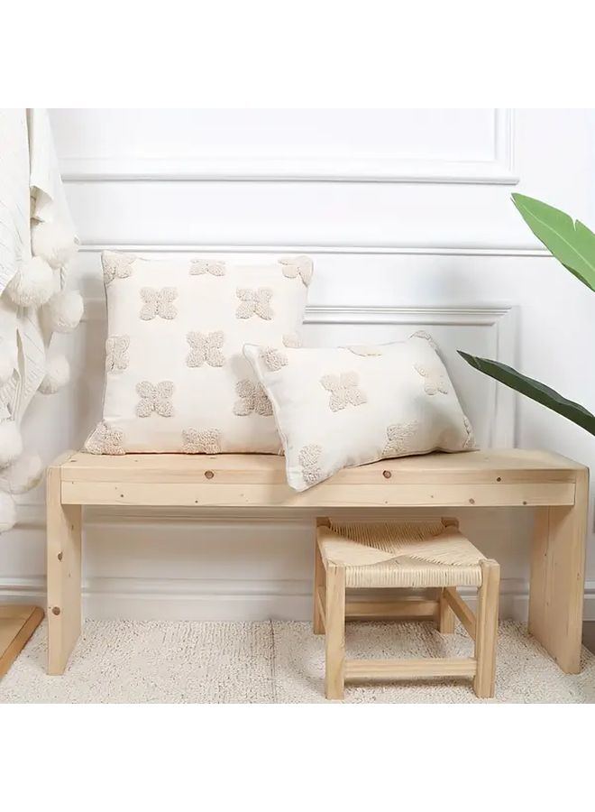 Geometric Tufted Pillow Cover 18x18 Inch White Zipper Closure Polyester - Image 5