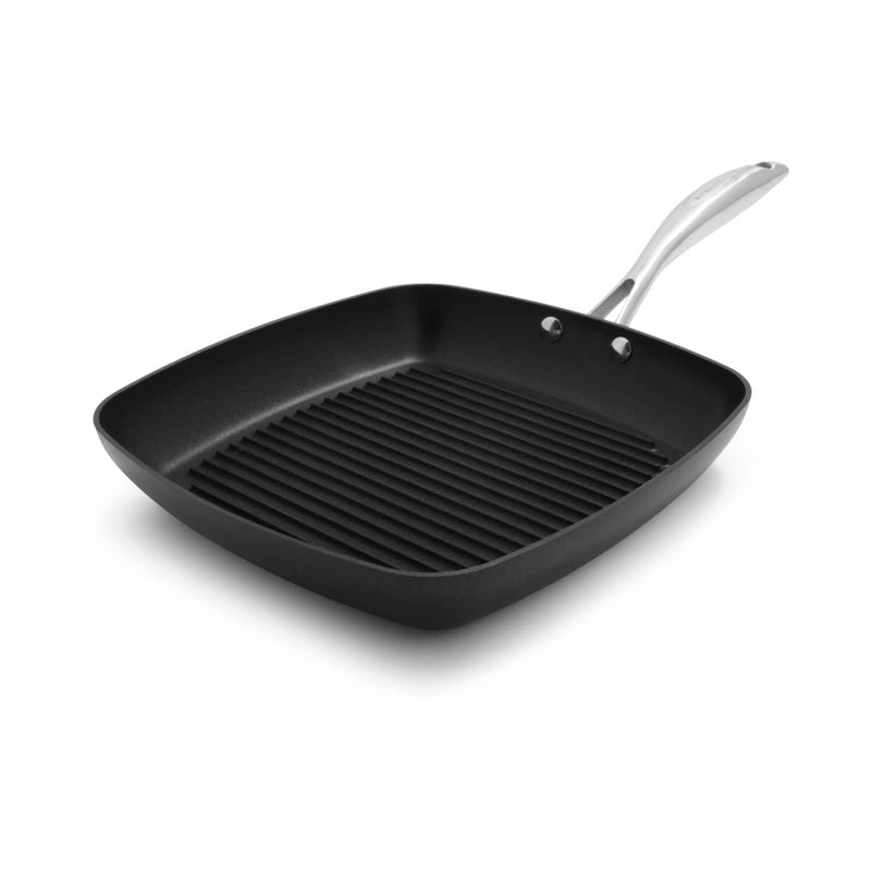 Scanpan Pro IQ 105 Inch Square Nonstick Grill Pan Compatible with All Cooktops Induction Ready Metal Utensil Safe Dishwasher Oven Safe to 500F Black