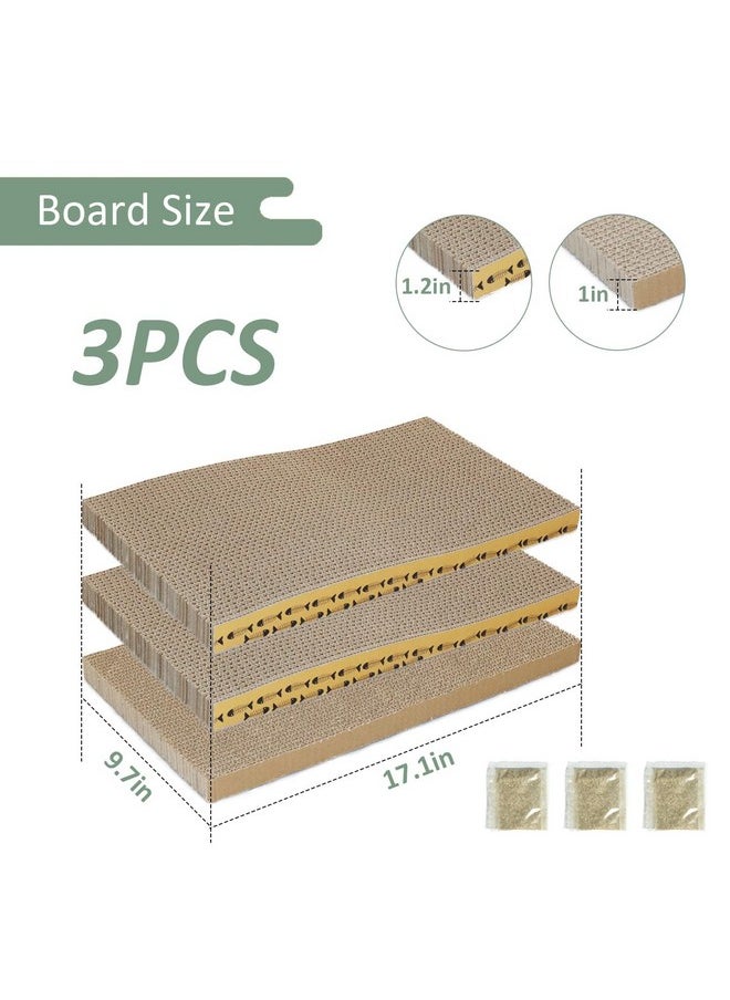 MECOOL MECOOL Cat Scratching Board，3PC Scratch Pad with Box，Reversible Corrugated Scratcher Cardboard and Lounge Bed for Indoor Cats, Catnip  - Image 2