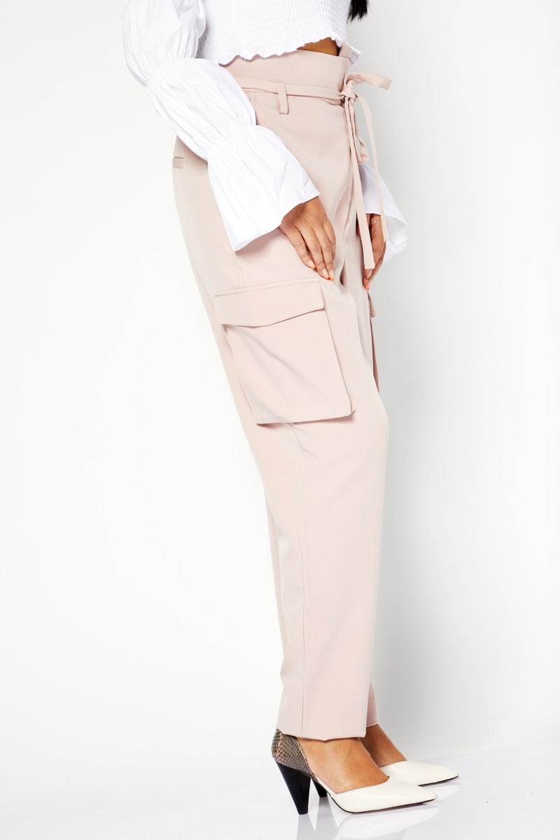 NA-KD Women Regular Fit Plain Cargo Pants, Light Pink - Image 2