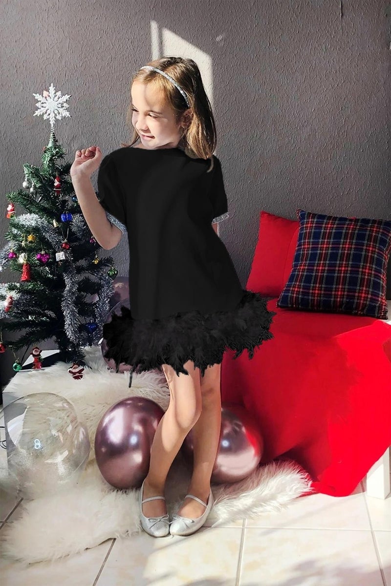 Masho Trend Feathered Hemline Evening Dress - Girls' Dress - Girls' Evening Dress - Kids' Evening Dress  - Image 4