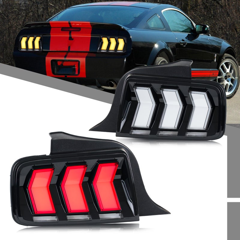 LED Tail Lights Assembly Compatible with Ford Mustang 20052009 S197 Startup Animation Sequential Turn Signal Rear Lamps Assembly