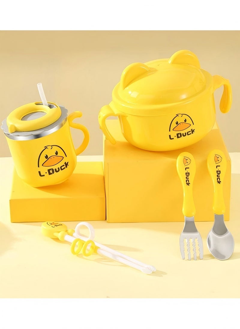 Beauenty - Children's tableware set, baby bowl, children's cup, training chopsticks, fork, spoon, storage box, 6-piece set - Image 1