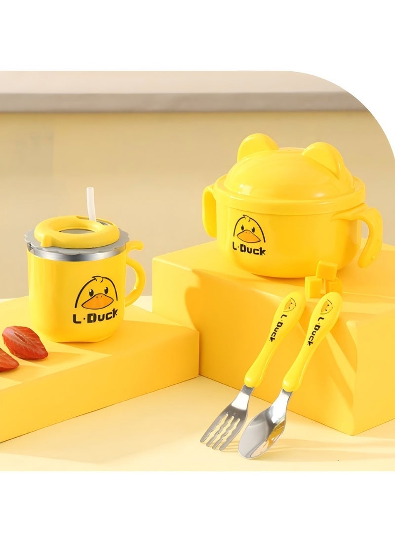 Beauenty - Children's tableware set, baby bowl, children's cup, training chopsticks, fork, spoon, storage box, 6-piece set - Image 1