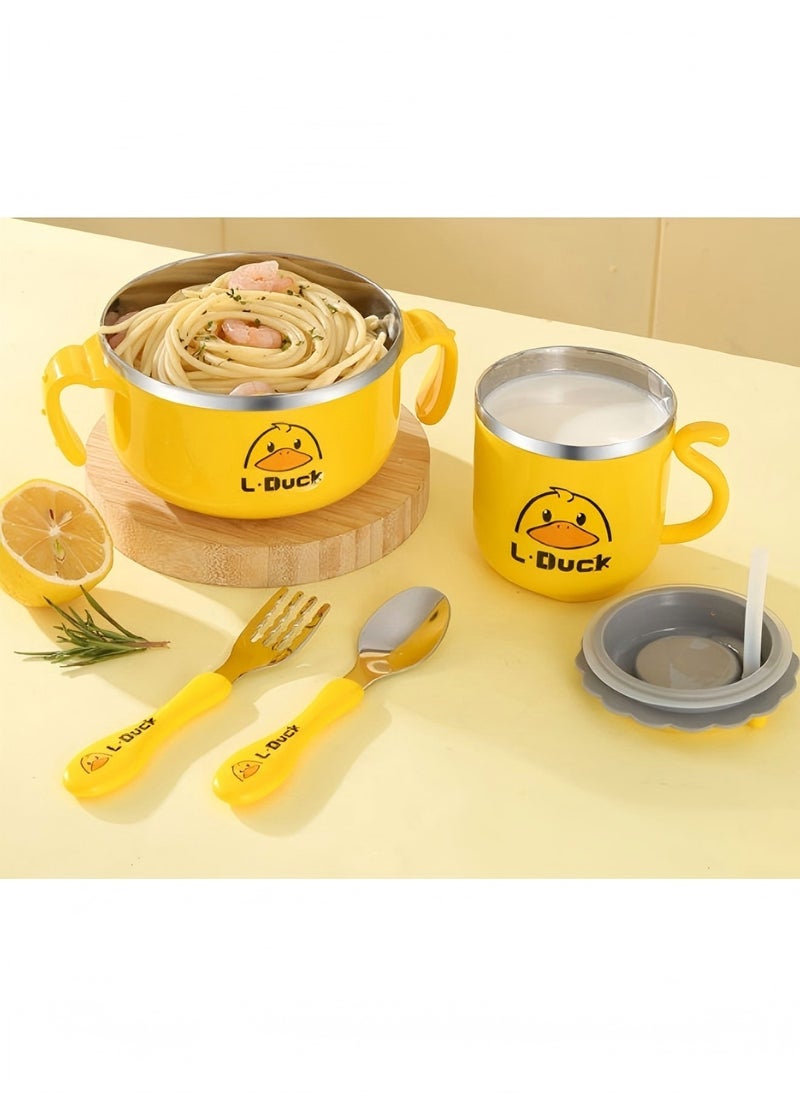 Beauenty - Children's tableware set, baby bowl, children's cup, training chopsticks, fork, spoon, storage box, 6-piece set - Image 1