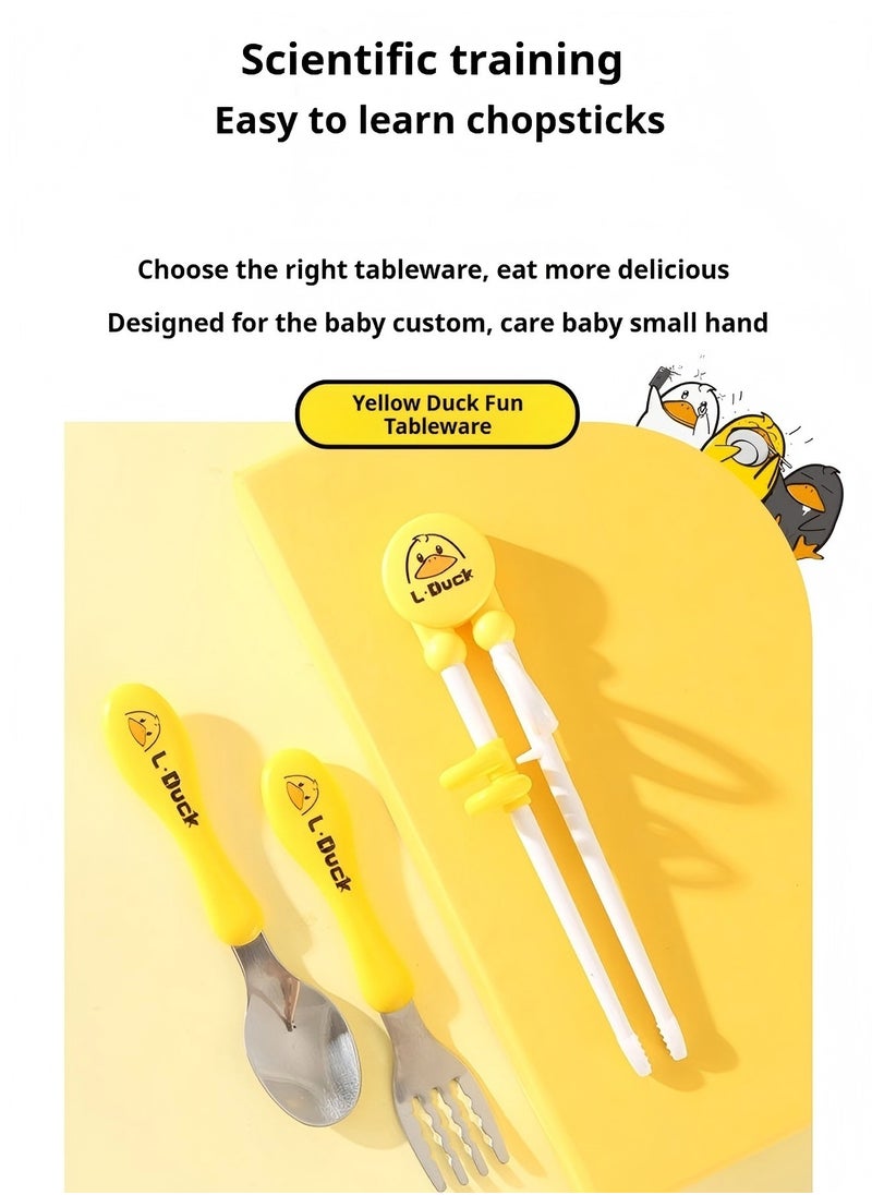 Beauenty - Children's tableware set, baby bowl, children's cup, training chopsticks, fork, spoon, storage box, 6-piece set - Image 1