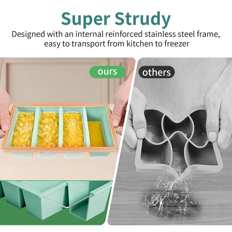 GGOW Silicone Freezer Tray for Sauce Cube: GGOW Silicone Freezing Tray for Soup Storage - Freeze 250mL 125mL Souped Broth Portion - Image 4