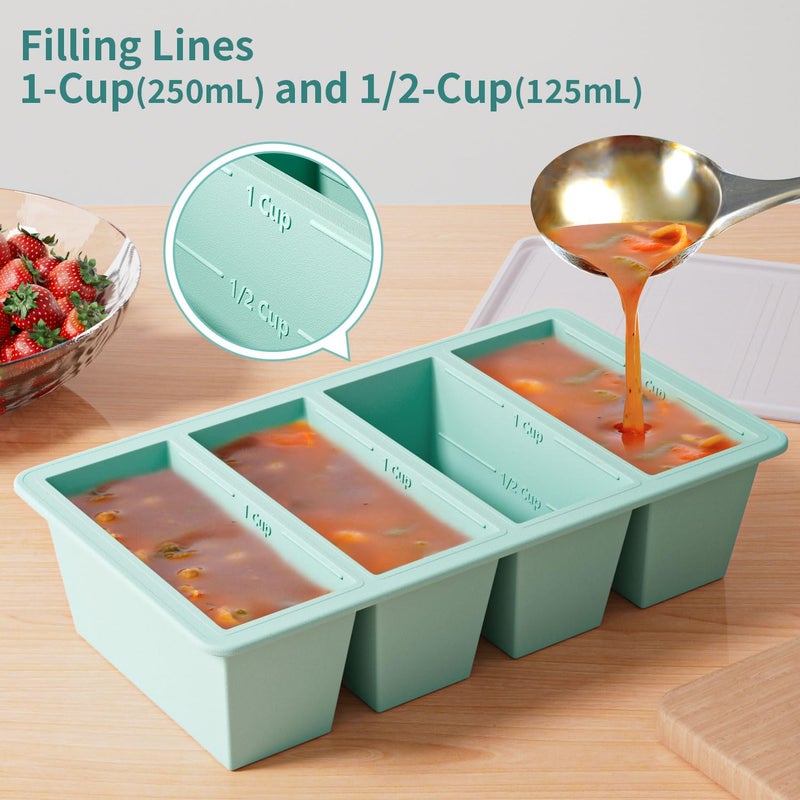 GGOW Silicone Freezer Tray for Sauce Cube: GGOW Silicone Freezing Tray for Soup Storage - Freeze 250mL 125mL Souped Broth Portion - Image 5