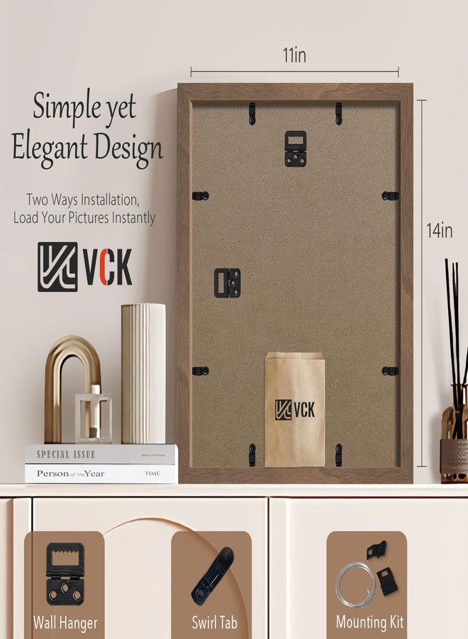 في سي كيه إطار صور VCK مقاس 11x14، عبوة من قطعتين، لون خشب الجوز البني الطبيعي مع زجاج عالي الدقة، لعرض صور مقاس 8x10 مع إطار داخلي أو 11x14 بدون إطار داخلي، يُعلق على الحائط - Image 3