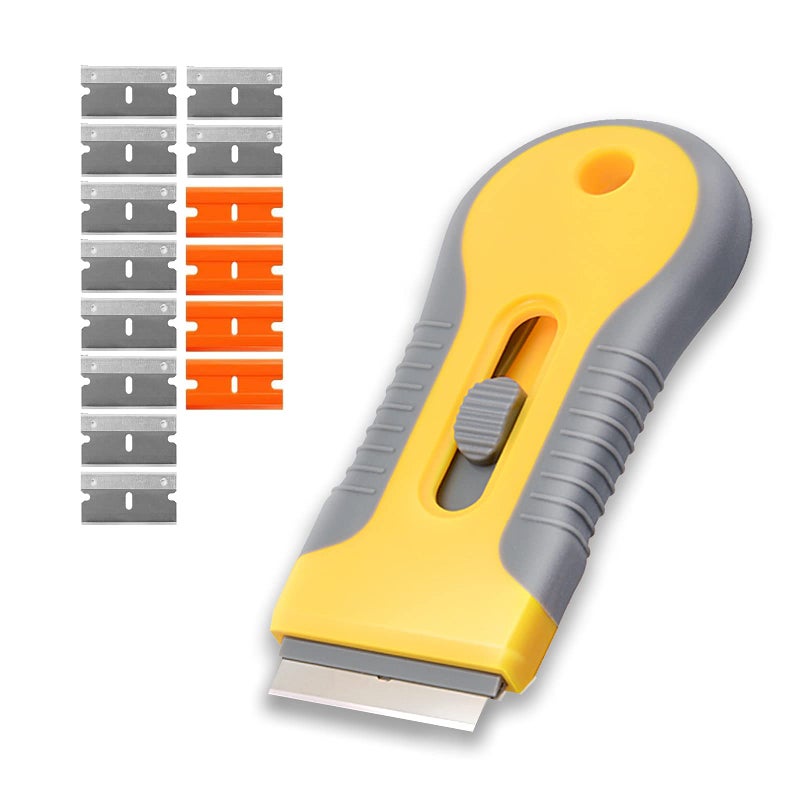 WEGAZ Razor Blade Scrape with 15pcs Extra Blades, Scraper Tool, Razor Blade Retractable, Paint Stripping Tool, Cleaning Tool for Removing Labels, Stickers, Decals, Paint from Glass and Stovetop-WEGAZ - Image 1