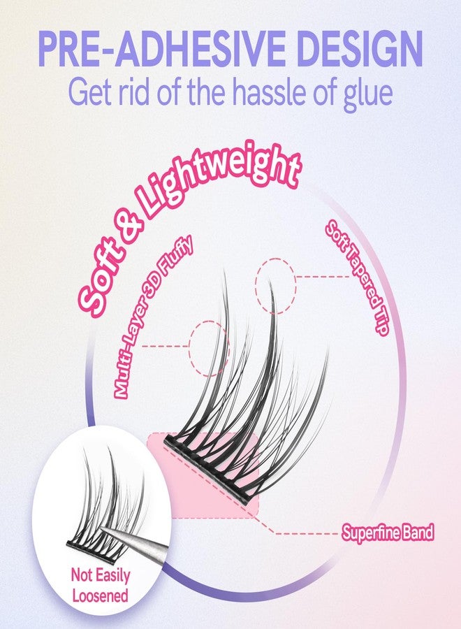 MLEN DIARY Self Adhesive Lash Clusters DIY Eyelash Extensions C Curl Natural 42Pcs Pre-Glued Cluster Lashes 11-13MM No Glue Individual Lashes Self Application at Home(Idol) - Image 5