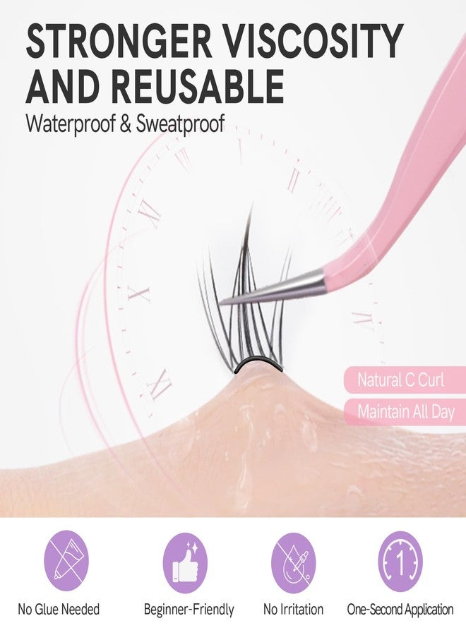 MLEN DIARY Self Adhesive Lash Clusters DIY Eyelash Extensions C Curl Natural 42Pcs Pre-Glued Cluster Lashes 11-13MM No Glue Individual Lashes Self Application at Home(Idol) - Image 2