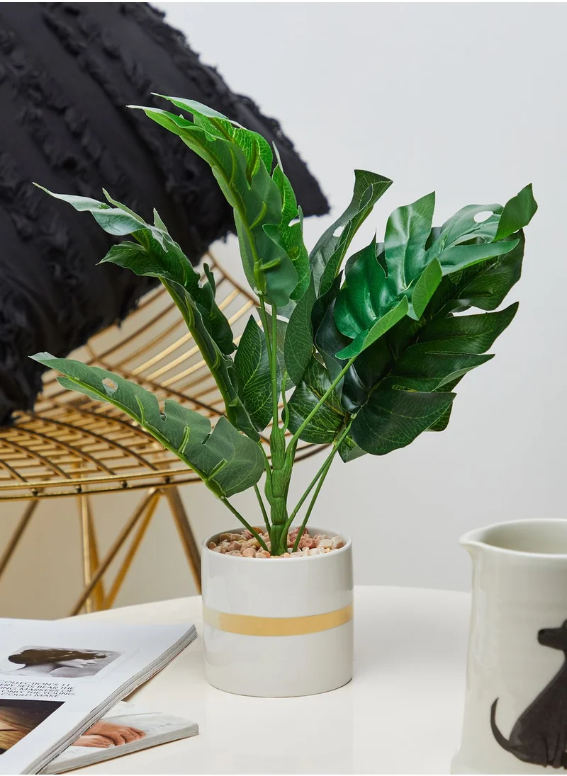 Noire Edit Artificial Plant In Gold & White Pot