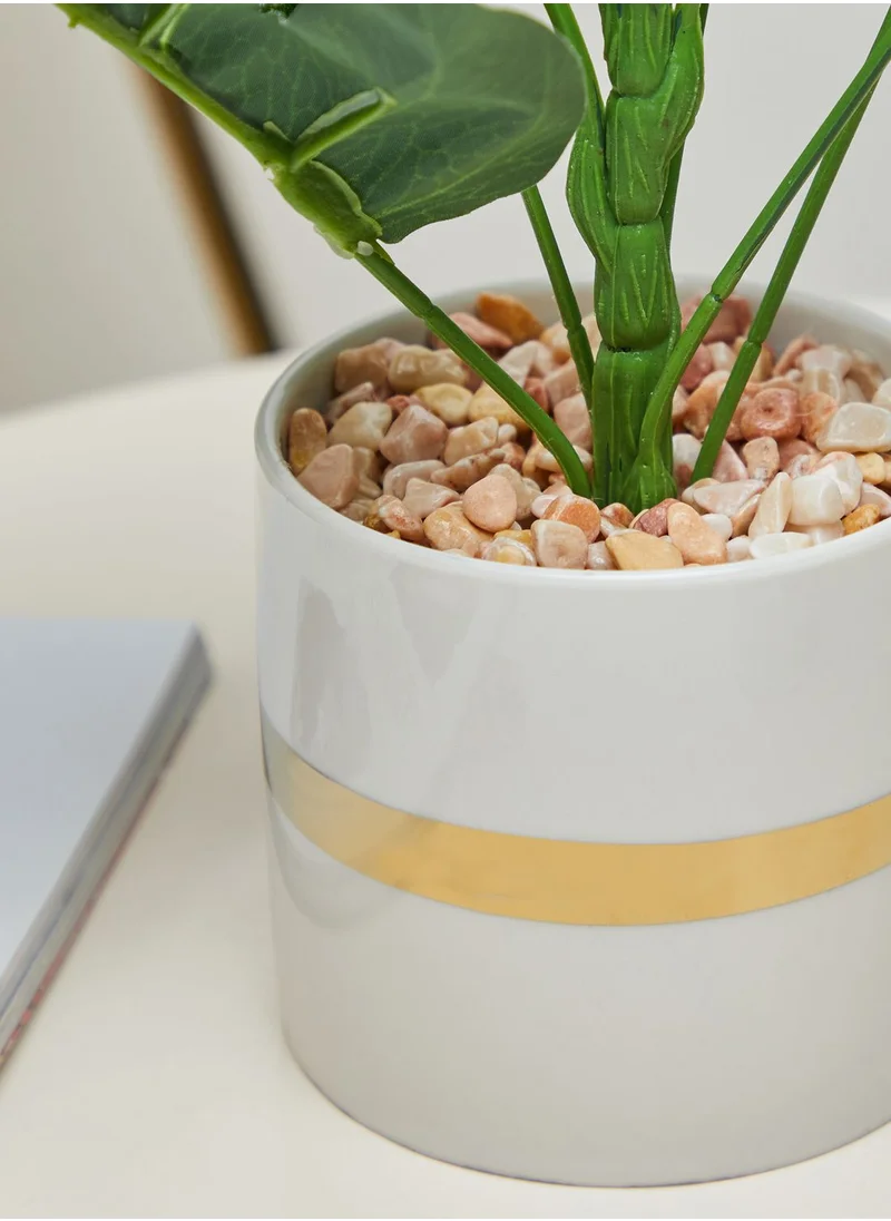 Noire Edit Artificial Plant In Gold & White Pot
