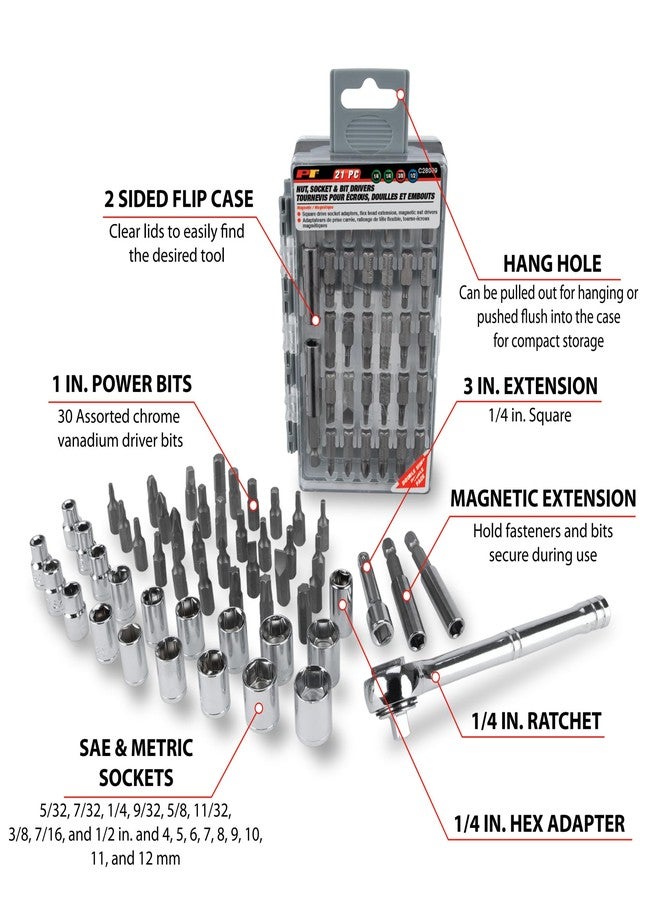 بيرفورمانس تول مجموعة أدوات الأداء W9046، 52 قطعة، مفك براغي ومقبس، مع مفتاح ربط بقطر 1/4 بوصة، ومقابس SAE ومتري، وبتات CR-V متنوعة في جراب قابل للطي - Image 2