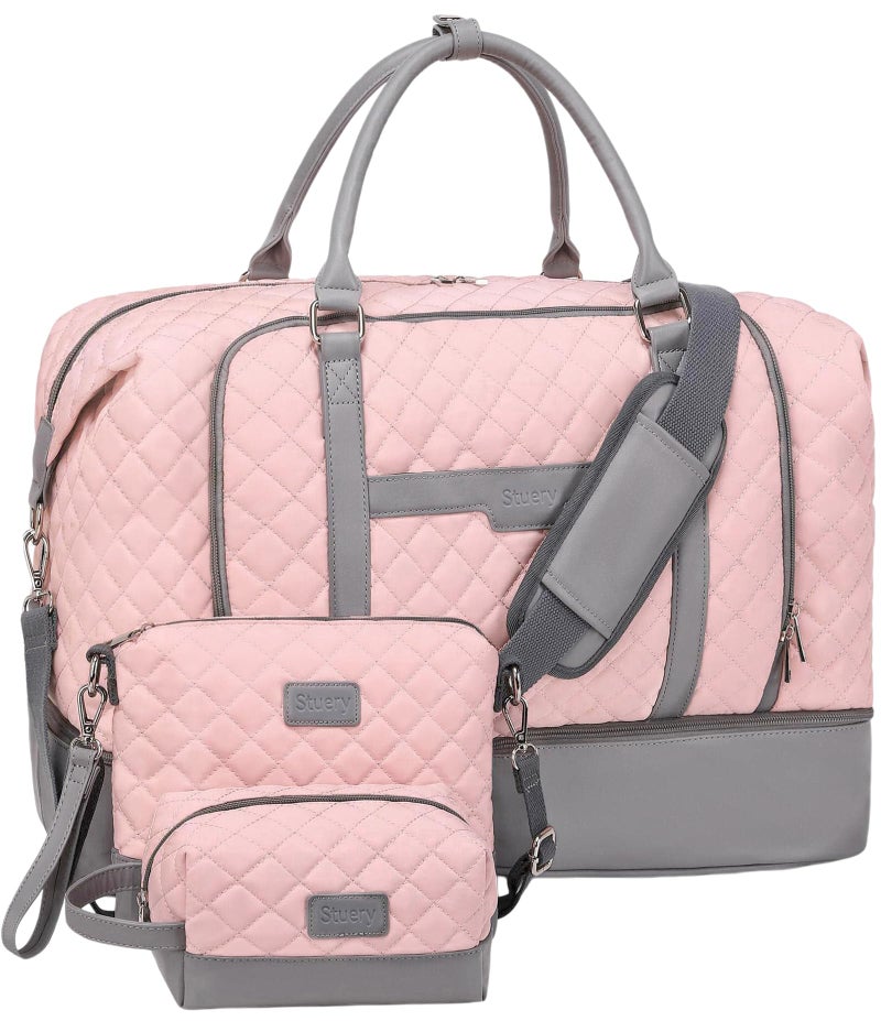 Stuery Weekender Bags for Women Overnight Bag with Shoe Compartment and Toiletry Bags Large Travel Duffel Bag Carry On Shoulder Tote with Trolley Sleeve - Image 2