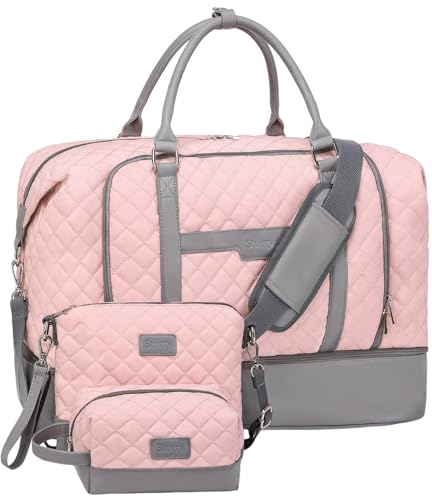Stuery Weekender Bags for Women Overnight Bag with Shoe Compartment and Toiletry Bags Large Travel Duffel Bag Carry On Shoulder Tote with Trolley Sleeve - Image 1