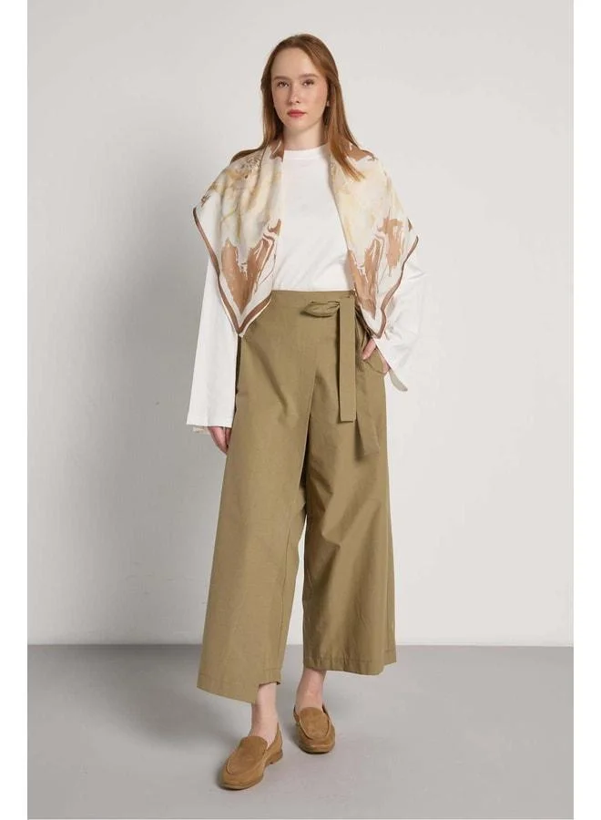 mina aise High-Waisted Tailored Khaki Premium Skirt-Style Pants 31060.