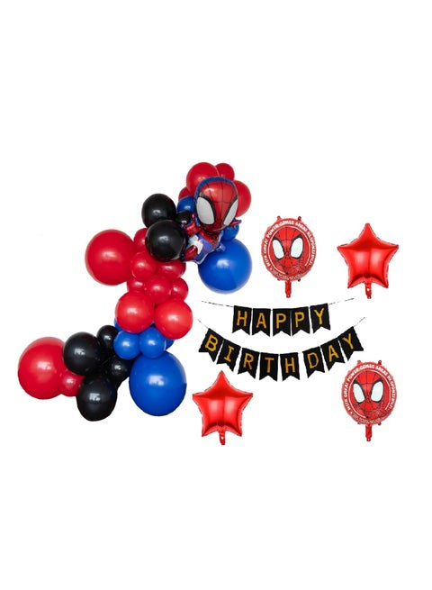 Spiderman Theme Happy Birthday Banner And Balloons Set