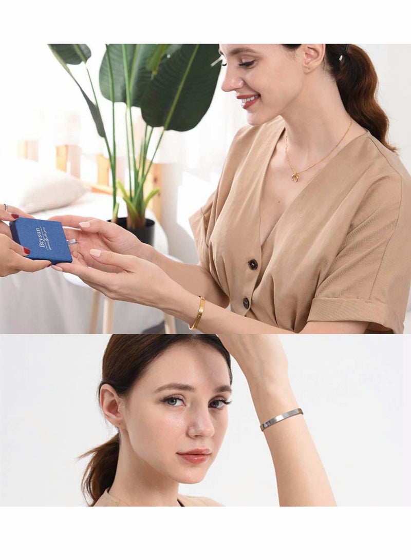 KASTWAVE Bracelets for Women, C-Shape Cuff Bracelets Adjustable Minimalist Bangles - Image 5