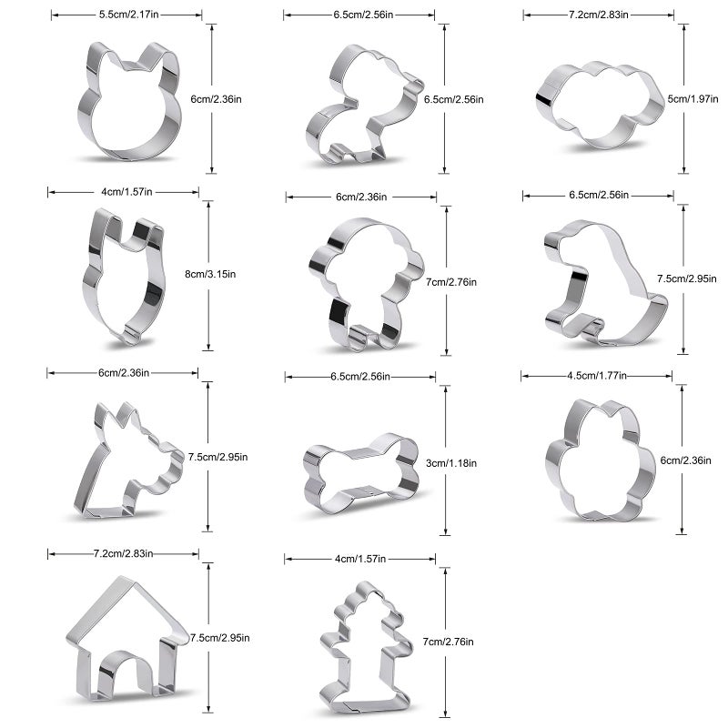 azflyife Dog Cookie Cutter Shapes Set of 11 - Metal Animal Dog Theme Biscuit Cutter Molds Includes Corgi  Poodle  Teddy Dog  Alaska  Bichon Frise  Labrador  Husky  Dog Bone  Paw Print  Dog House  Fire Hydrant - Image 2