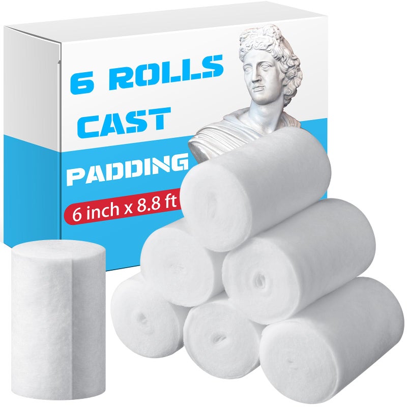 Nuanchu Nuanchu 6 Rolls Cast Padding Soft Individual Pack Padding Use with Plaster Cloth Gauze Bandage for Halloween Wrap Bandage Art Projects Body Casts Mask Making Hobby Craft6 Inch X 88 ft