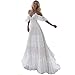 Sorayan Womens Wedding Dresses Chic Lace Evening Dresses V Neck Ruffle Sleeves Beachy Boho Outdoorsy Wedding GownsWhiteS - Image 2