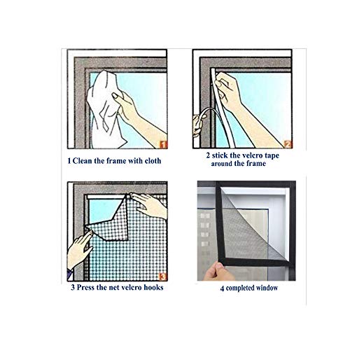 SAI PRASEEDA Fibreglass Mosquito Net for Windows 35 x 47 Inch_90 x120 Cm_3 x 4 Feet Black Color with Adhesive Hook and Loop Stitched to Net SP1 - Image 5