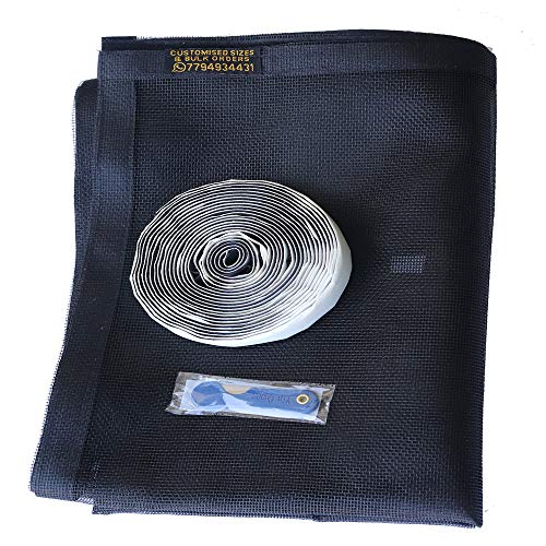 SAI PRASEEDA Fibreglass Mosquito Net for Windows 35 x 47 Inch_90 x120 Cm_3 x 4 Feet Black Color with Adhesive Hook and Loop Stitched to Net SP1 - Image 2