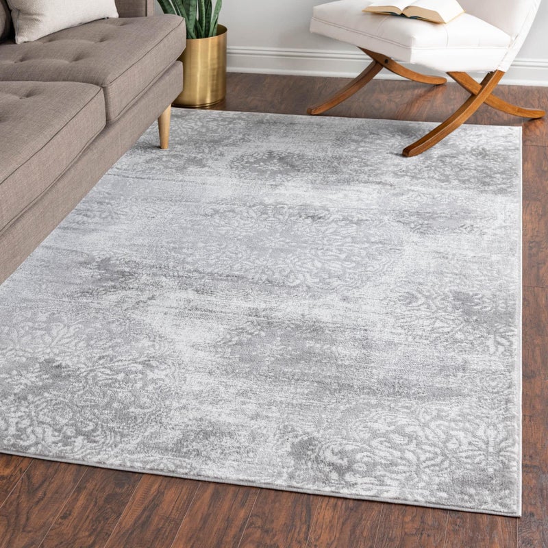 Unique Loom Sofia Collection Area Rug  Grand 7 10 x 10 Rectangle Light Gray Ivory