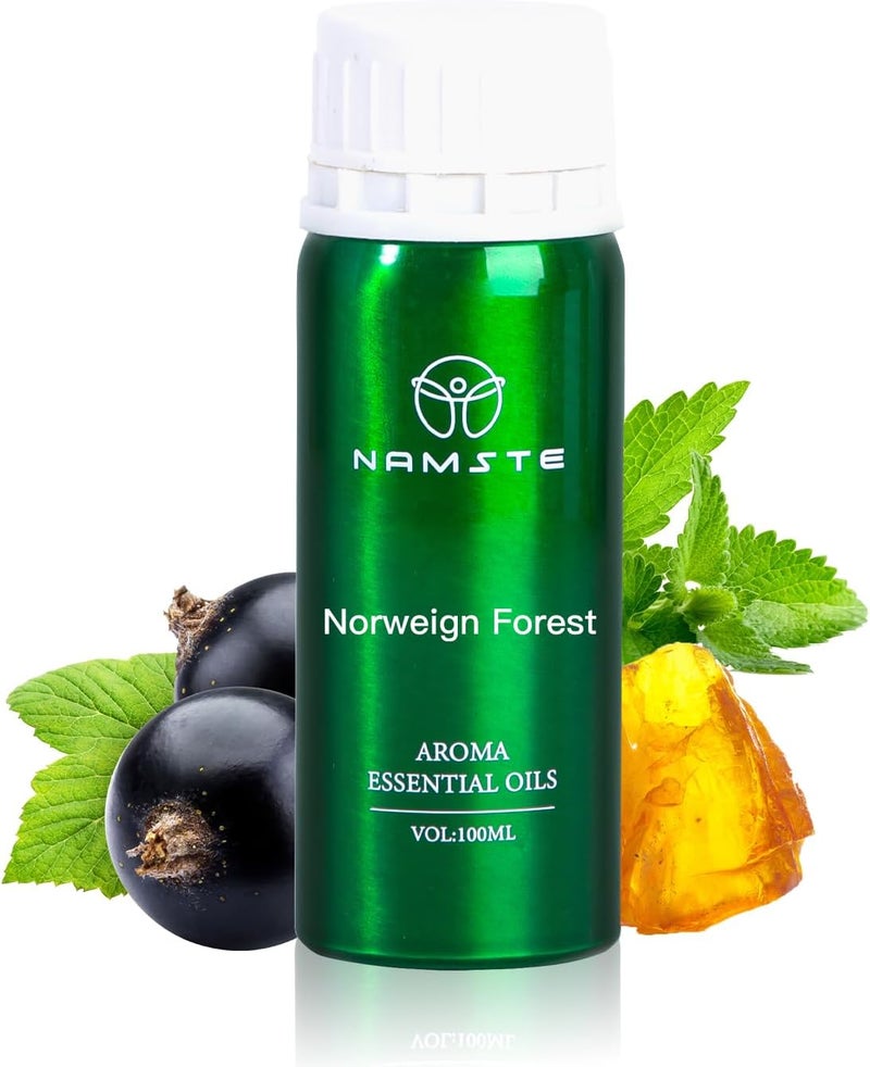 NAMSTE Floral Essential Oil 100ml, Norweign Forest Aroma Diffuser Oil, Blends Black Currant, Sweet Pepper, Oak Moss, Maple Syrup, Incense, Patchouli, Cedar for Relaxation, Sleep and Mood Lifting - Image 1